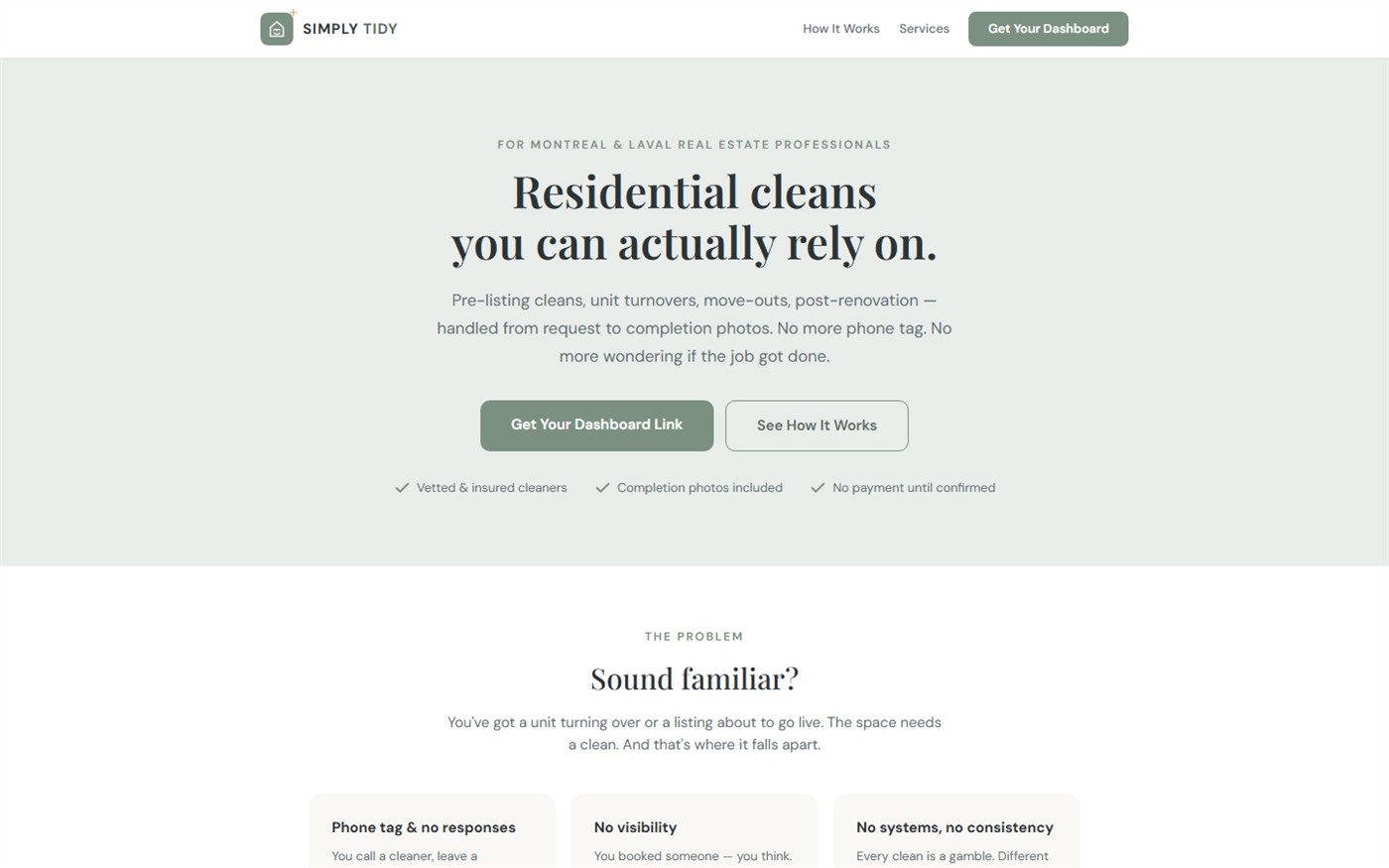 The Simply Tidy website